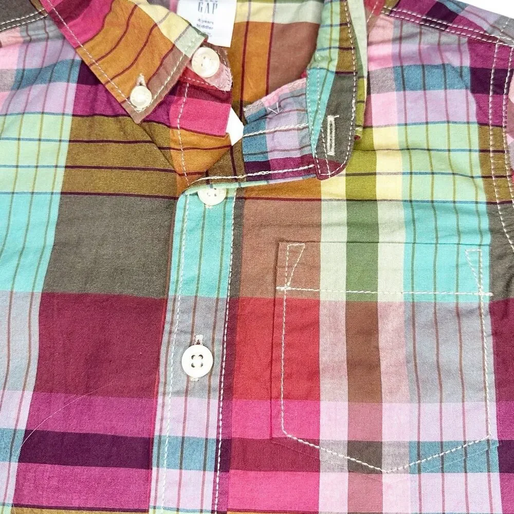 NWT Gap Plaid Short Sleeve Button Down Size 4T